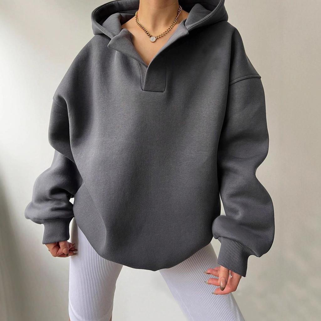 Women's Hooded Neck Long Sleeve Oversized Casual Hoodie Sweatshirt