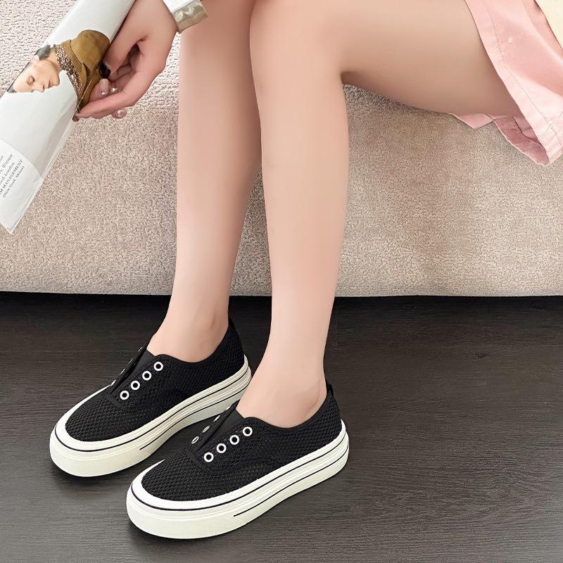 Woven mesh shoes women's summer thin hollow breathable one-pedal thick-soled heightening versatile casual fisherman shoes