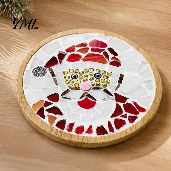 Family Fun Crafting for Christmas Mosaic Coaster DIY Kit, Festive Art Santa Wreath Creative Table Decorations Snowman Pattern, Tile Craft Kit Adults,