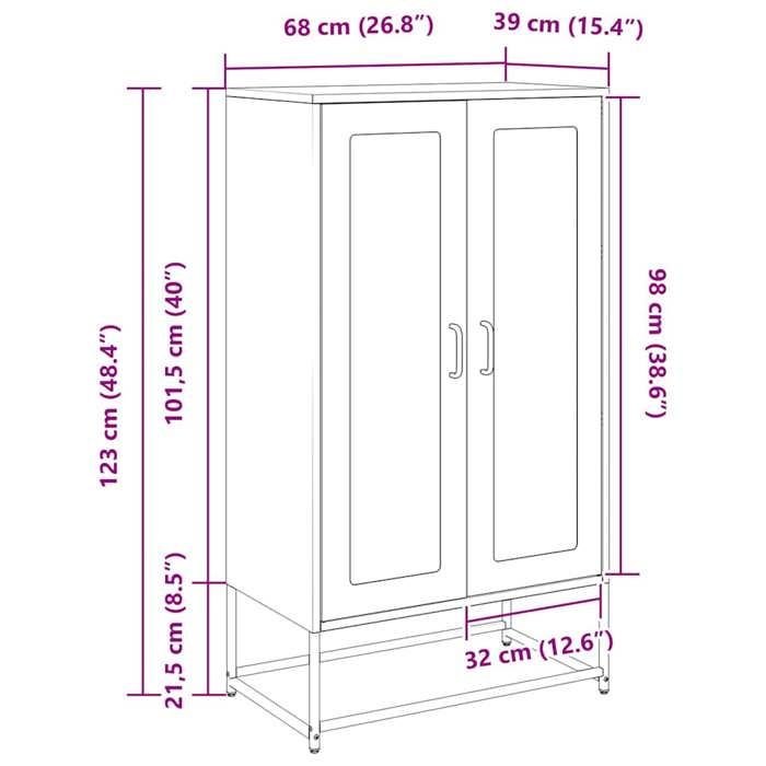 VidaXL Highboard White 68x39x123 Cm Steel 853361