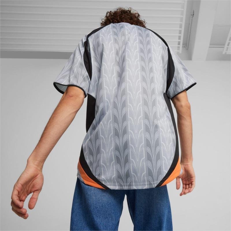 Puma Retro Football Jersey With Letter Print Casual Breathable Short Sleeve Unisex Tops Gray 627885-42