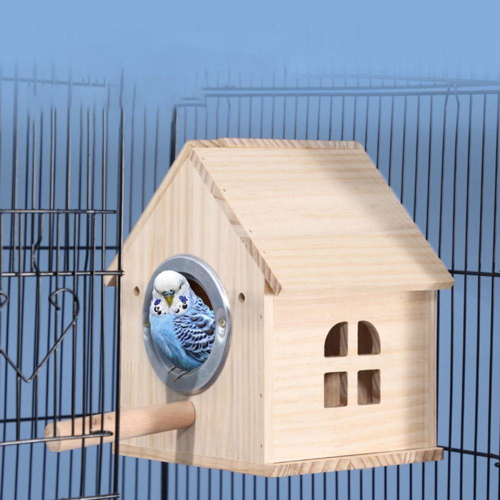 Rainproof Wood Bird House Large Space Bird Nesting Box Practical Birds Breeding Box  For Bird Cage