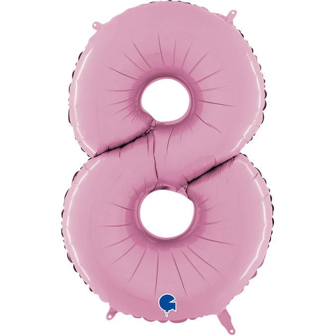 Ballon en Aluminium Chiffre 8 Rose Pastel Pink, 66 Cm Grabo