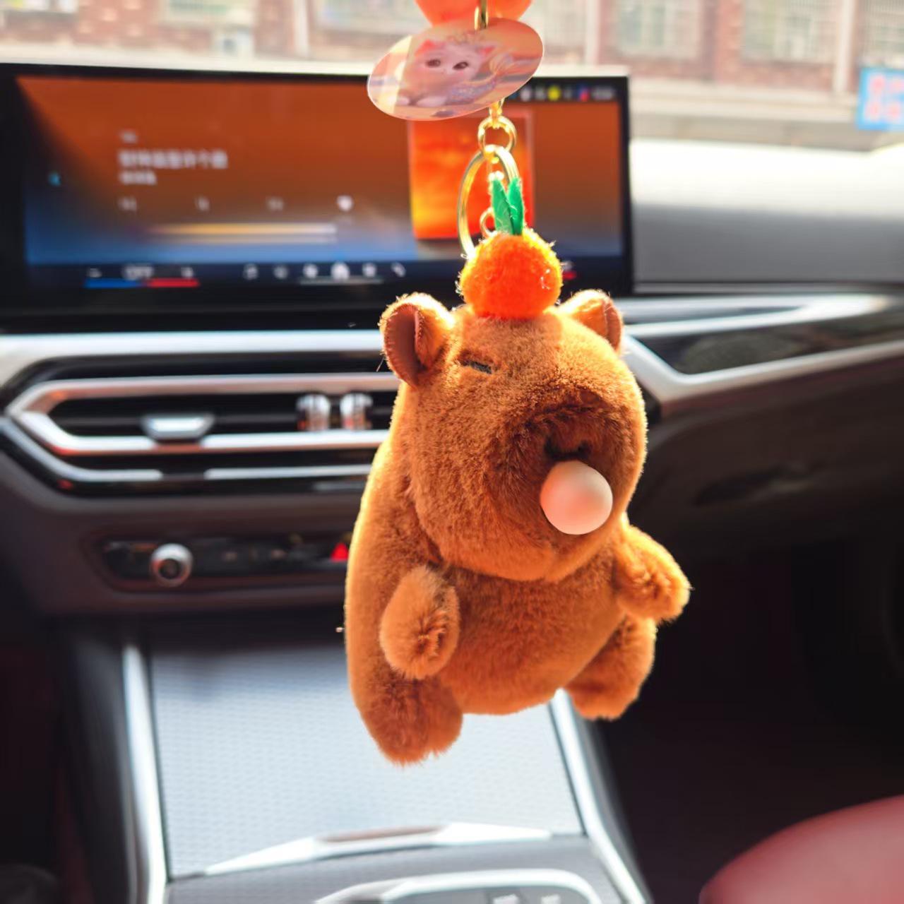

Capybara Bubble Blowing Sound Keychain with Persimmon Plush Charm
