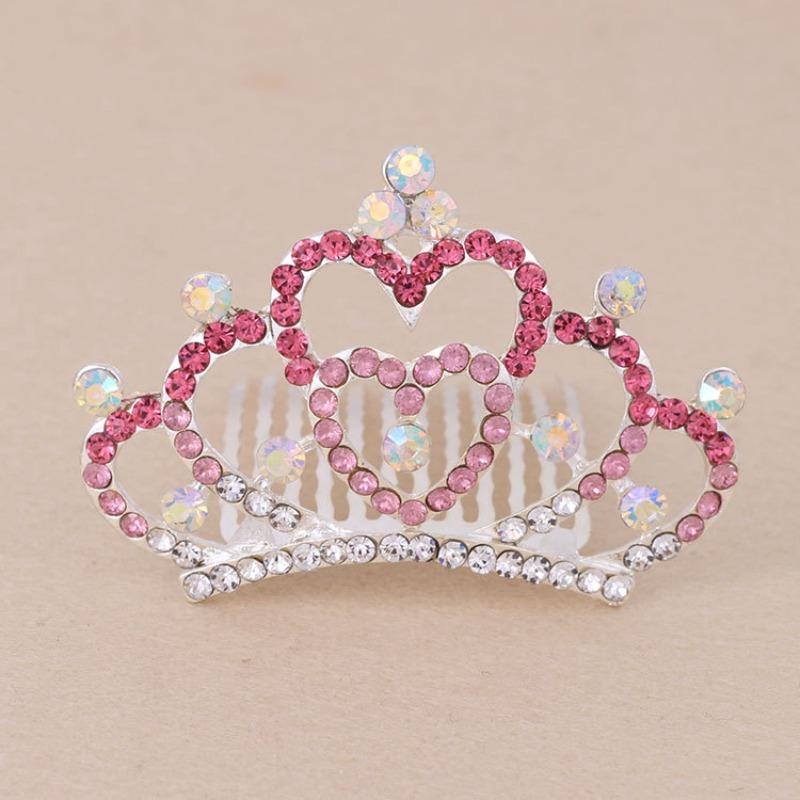 Korean-Style Rhinestone Kids' Crown Hair Comb - Cute Tiara Hair Clip for Girls, Sparkly Headpiece Perfect for Dance Performances