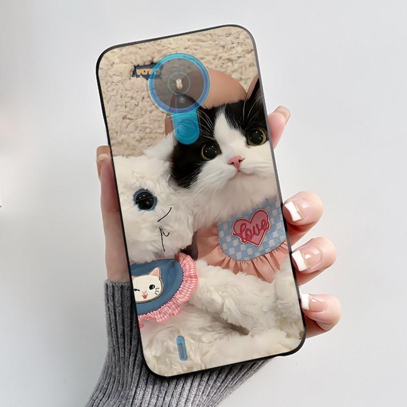 Cute Case For Nokia 1.4 / Nokia 1 / Nokia 1 Plus Capa Printing Shell Protective Cover Soft Silicone Cartoon Black Casing Fundas