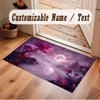 Space Cosmic Theme Crystal Velvet Floor Rug Personalized Custom Name Text Warm Carpet Home Decoration