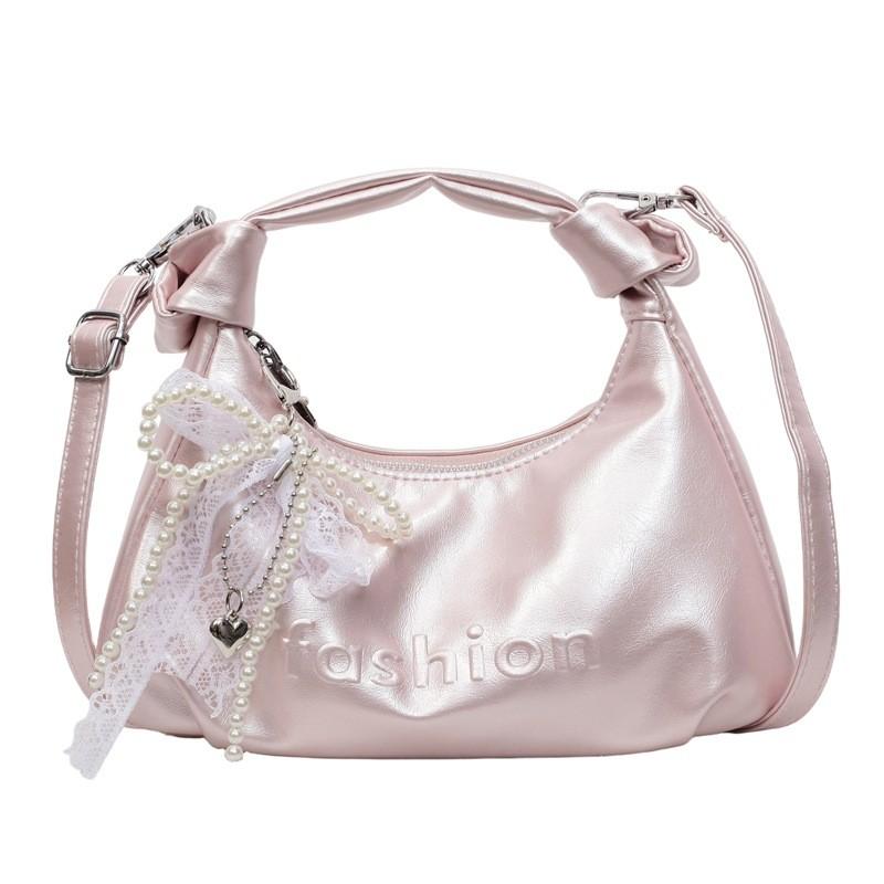 

Pu Letter Shoulder Bag For Women Summer Casual Crossbody Purse With Zipper Closure рожевий