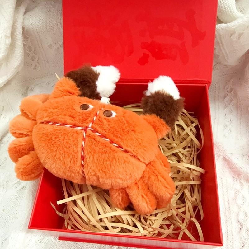 Big Crab Plush Keychain With Beaded Chain For Souvenir Collectible