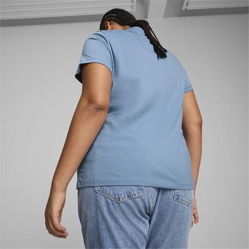 Puma Fashionable Letter Print Breathable Round Neck Short Sleeve T-Shirt Women Tops Blue Gray 682247-20