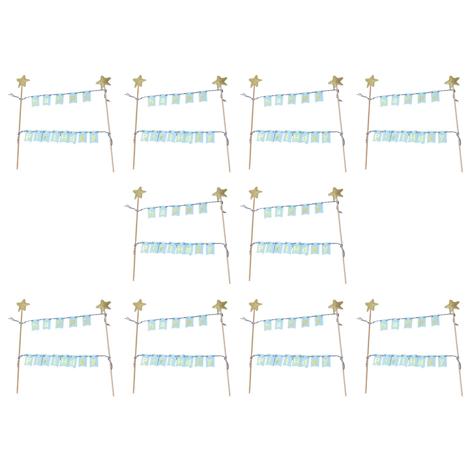 

10 наборов украшений для торта «С Днем Рождения», персонализированные флажки, золотые звездные флаги, баннеры для празднования вечеринки