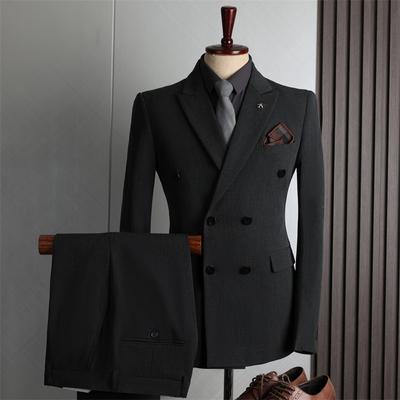 Trajes para hombres Trajes de 2 piezas Chaqueta y pantalón de hombre Blazer cruzado Ropa informal de negocios de moda coreana