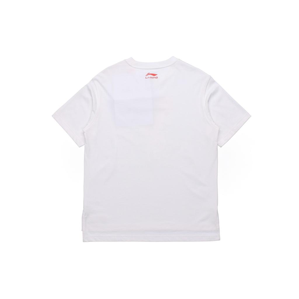 Lining Round Neck Sports Cartoon T-Shirt Unisex Tops Milk-White AHSQ557-1