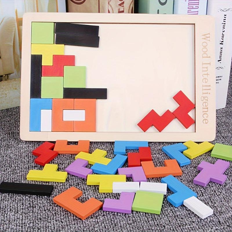 Wooden Tetris Puzzle for Kids Educational Tangram Toy
