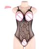 Black Porn Underwear Women Lace Transparent Bra One Piec Sexy Costumes Open Bra Crotchless Bodysuit Female Erotic Lingerie Sets