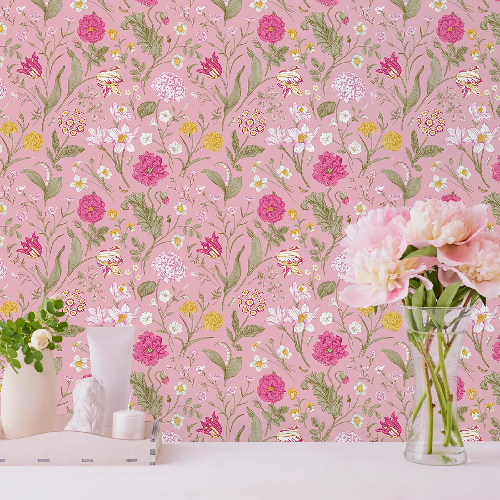 

VEELIKE Wallpaper Removable Floral Heat Cutting Renovation Wall Flame Rental DIY Interior Japanese Cherry Blossom Sticker, Wallpaper, Pattern, розовый