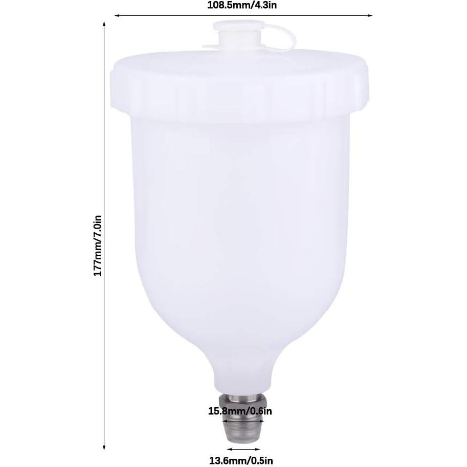600ml Spray Gun Pot Feed Plastic Paint Cup for D-evilbiss G TI/T-EKNA Pro FLG