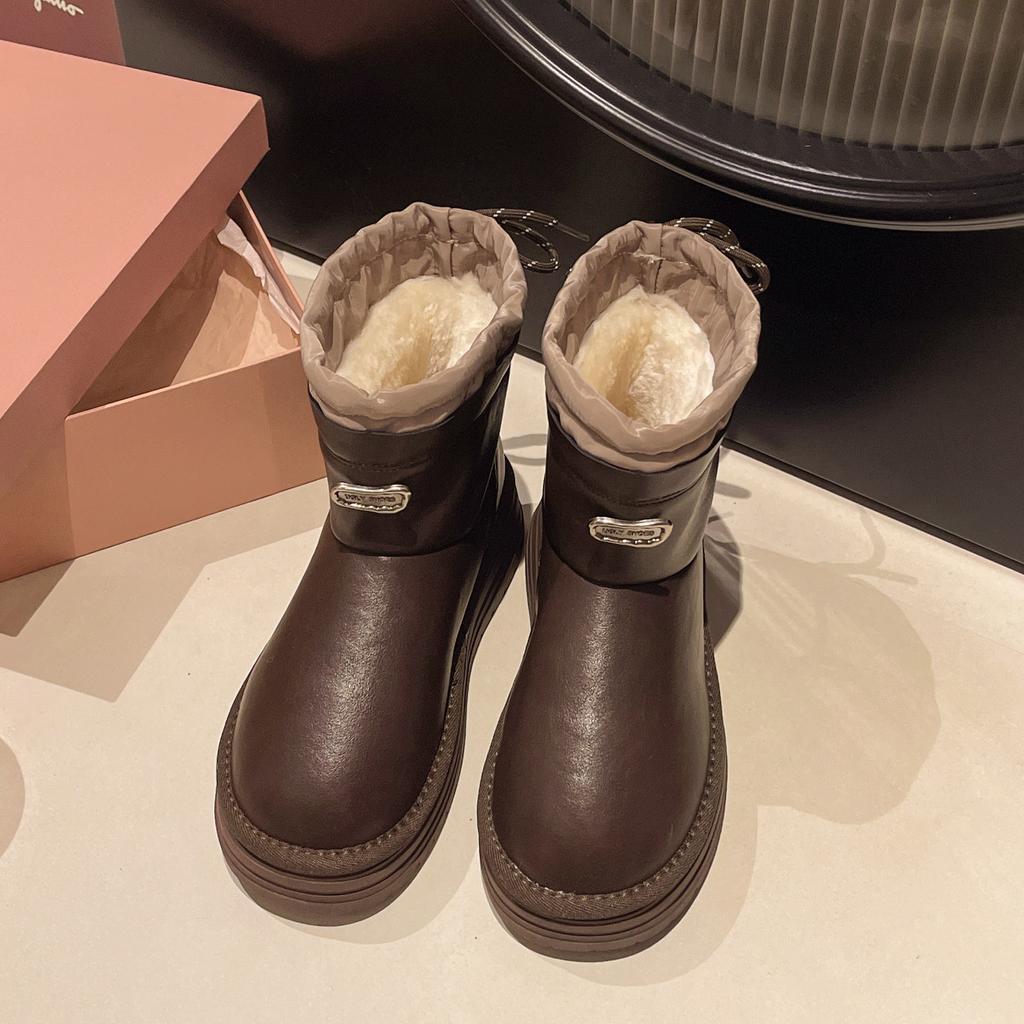 Thick-soled Snow Boots Women's 2025 New Winter Piled Thickened Bread Boots Waterproof and Non-slip Outdoor Warm Cotton Shoes