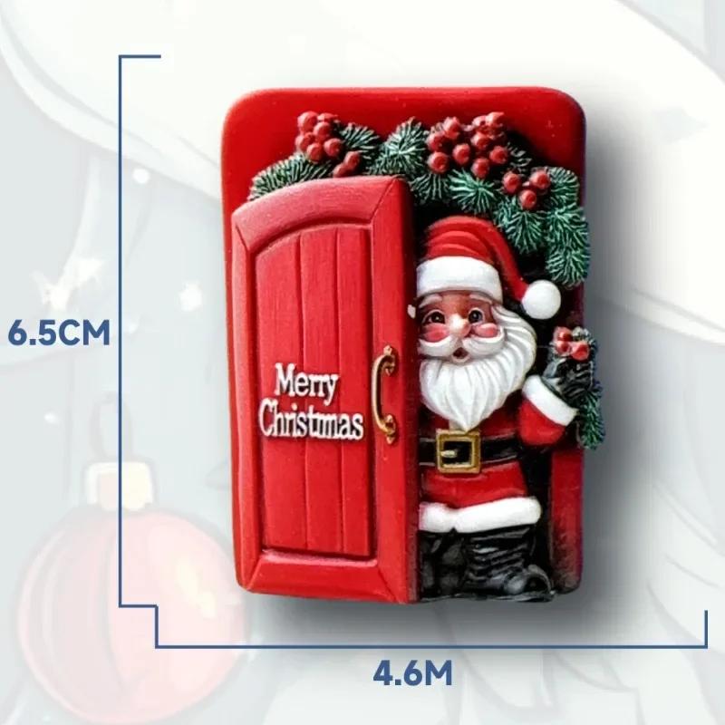 Christmas Gifts Santa Claus Fridge Magnets Home Decoration Snowman Moose Elk Fridge Stickers Children Presents