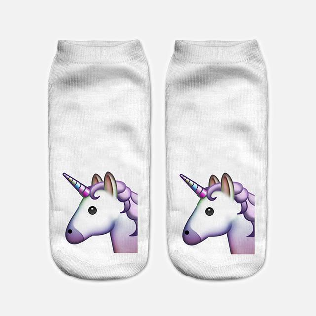 Harajuku 3D Print Unicorn Women Kawaii Ankle Licorne Chaussette Femme Calcetines Mujer Cute Art Socks Unisex