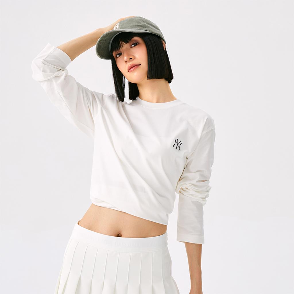 New MLB New York Yankees Basic Collection 25FW Long Sleeved T Shirt Unisex Standard 3ATSB0154-50IVS