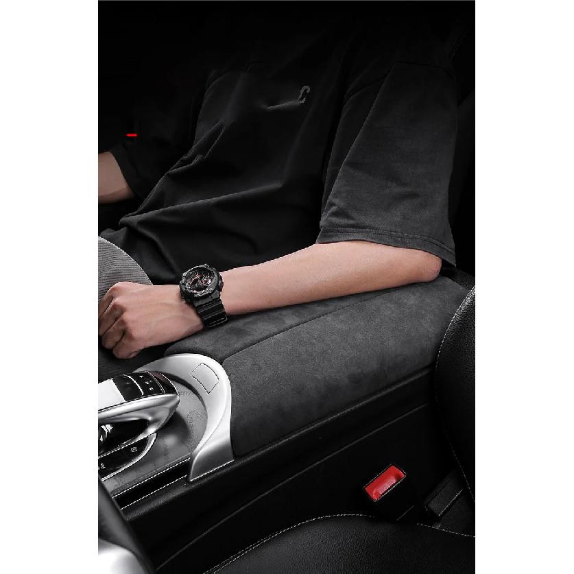 Suede Car Armrest Box Panel Lid Shell Cover Accessories For Mercedes Benz C E Class GLC W205 W206 W212 W213 X253 X254 2015-2024