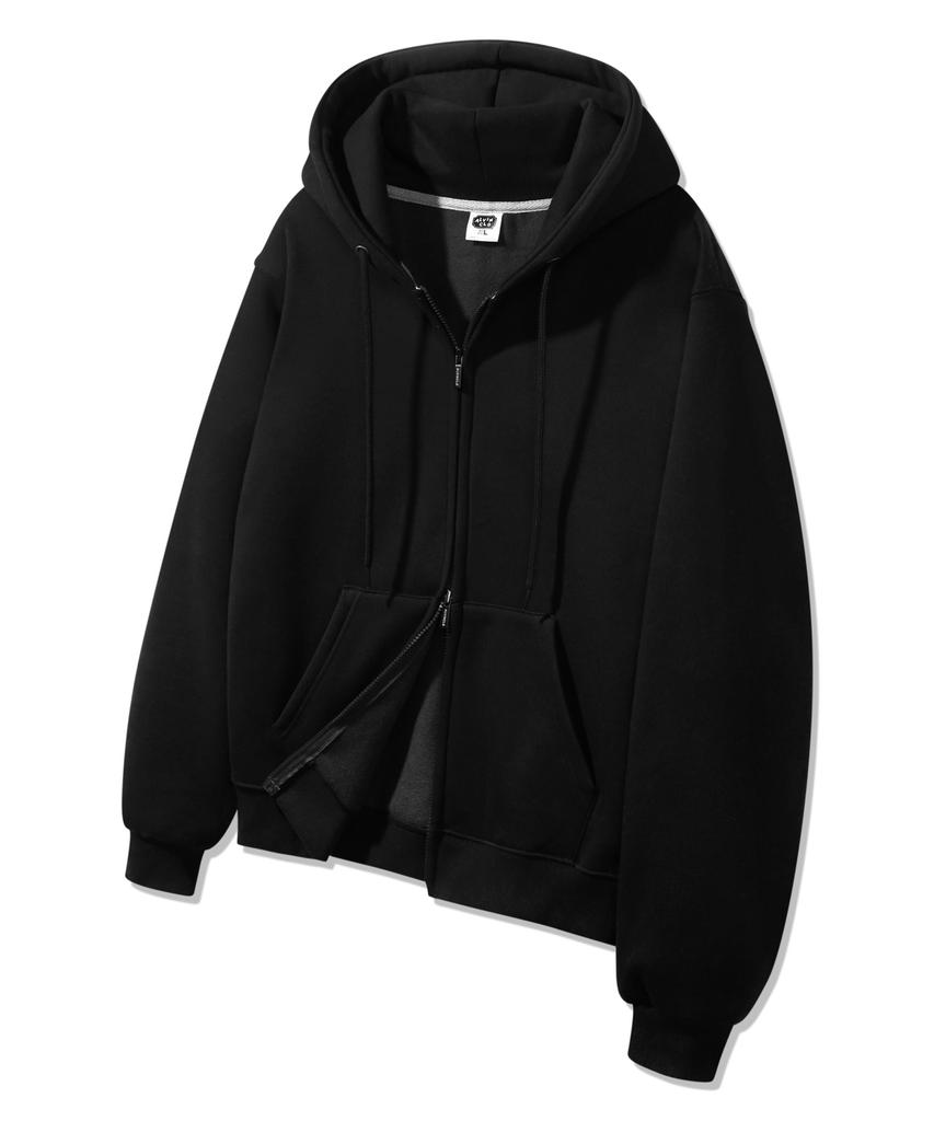 Alvinclo [Double Cotton/Fleece-Lined] Plain Regular Fit Two-Way Zip-Up Hoodie Azh673 (4 Colors) (Type B)