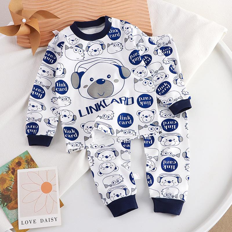 Set di 2 maglioni a maniche lunghe con stampa di lettere dei cartoni animati per bambini piccoli - Vestito morbido, accogliente e adorabile per