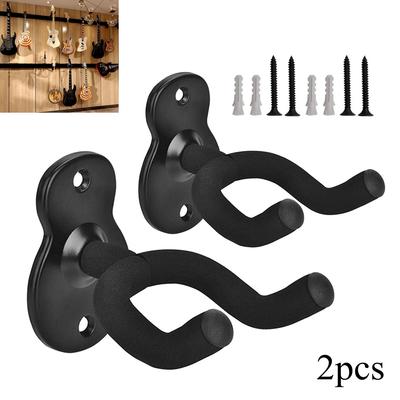 2PCS Gitarre Wand Halterung Metall Schwarz Wand Aufhänger Haken für Akustische Elektrische Bass Gitarre Ukulele Banjo Mandoline 