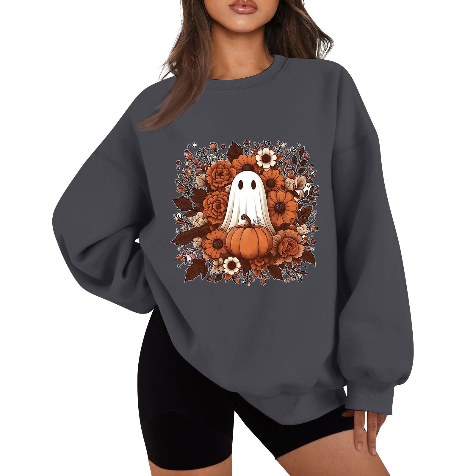 

Женская зимняя модная повседневная толстовка с длинным рукавом и принтом на Хэллоуин XXL