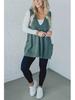 Herbst/Winter Einfarbiger V-Ausschnitt Taschen Strickweste Pullover 2025