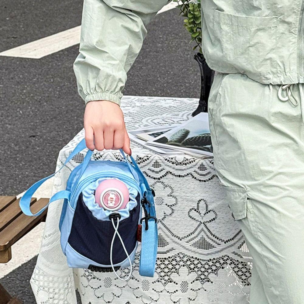 Contrast Color Water Bottle Holder Shoulder Strap Water Bottle Sling Bag Case  Tumbler