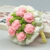 Crochet Rose Flower Bouquet Decoration Handmade Knitting Floral Ornament Finished Hand Woven Flower Table