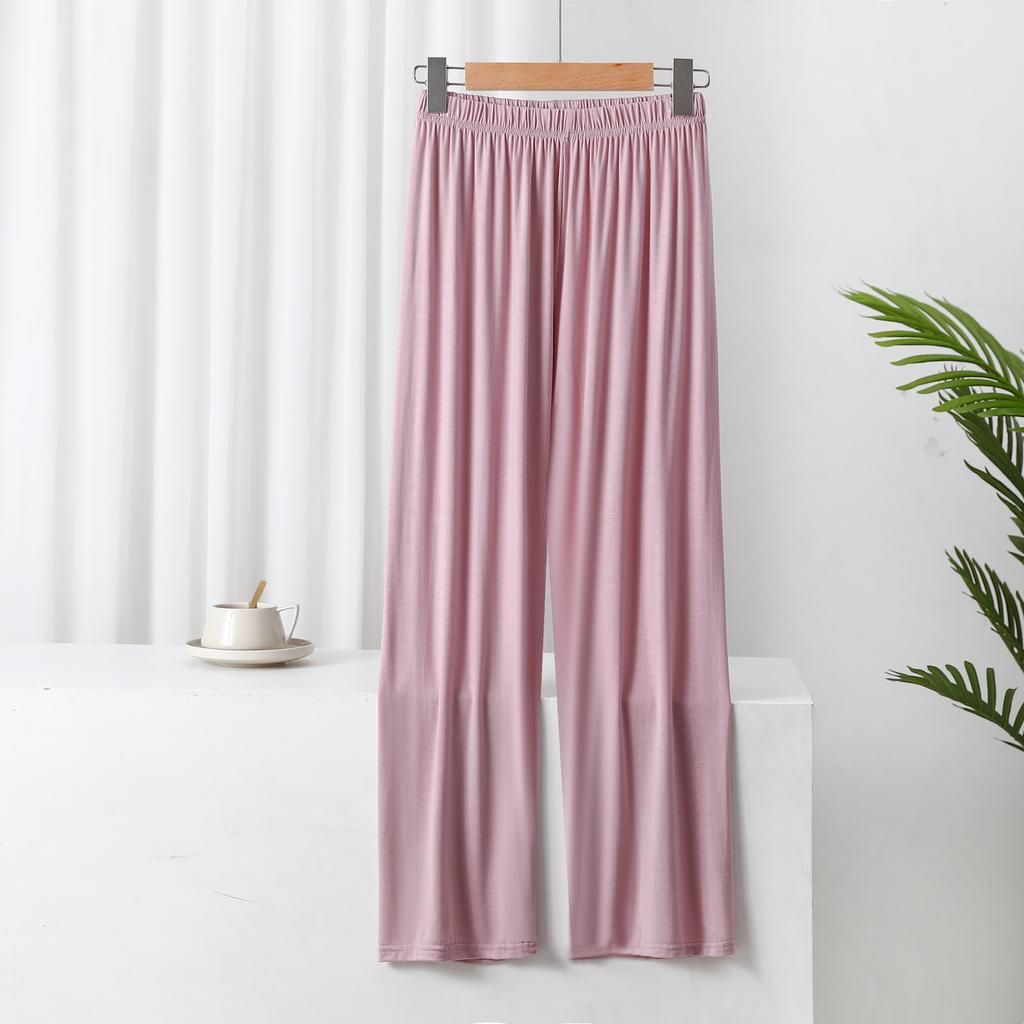 Women's Modal High Waist Loose Sleep Pants Summer Air Conditioner Lounge Pants Casual Harem Cropped Trousers Home Bottoms