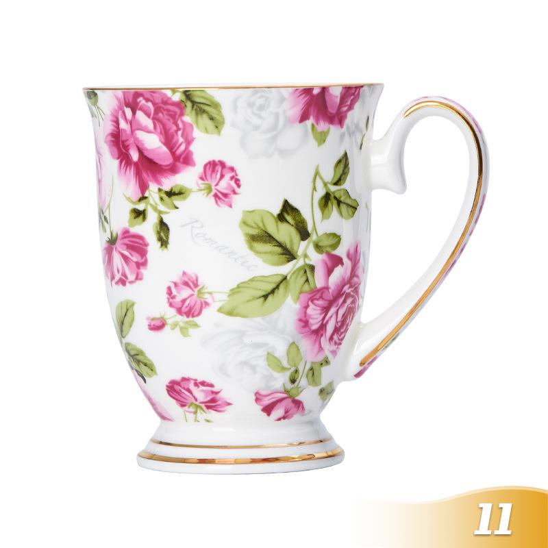 350ML Bone China Ceramic Coffee Mug Cafe Floral Painting Cup Creative Ceramic Milk Tea Cup Vintage Tea Ceremony Drinkware