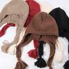 Knit Hat Women Winter Warm Earflap Beanie With No Brim For Casual Outings