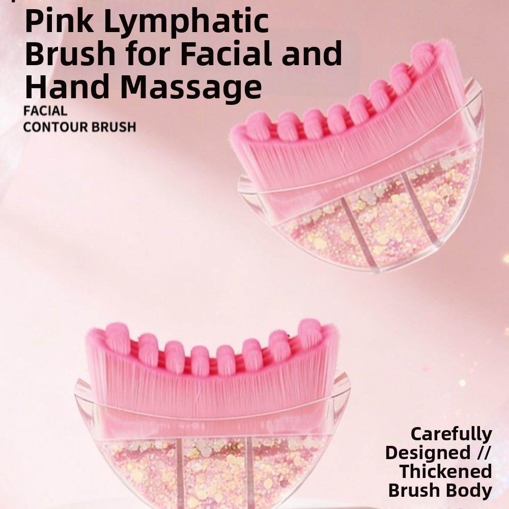 Pink Crystal Lymphatic Contour Face Brush Portable Multi-function Contour Massager for Jawline Chin Reduce Puffiness