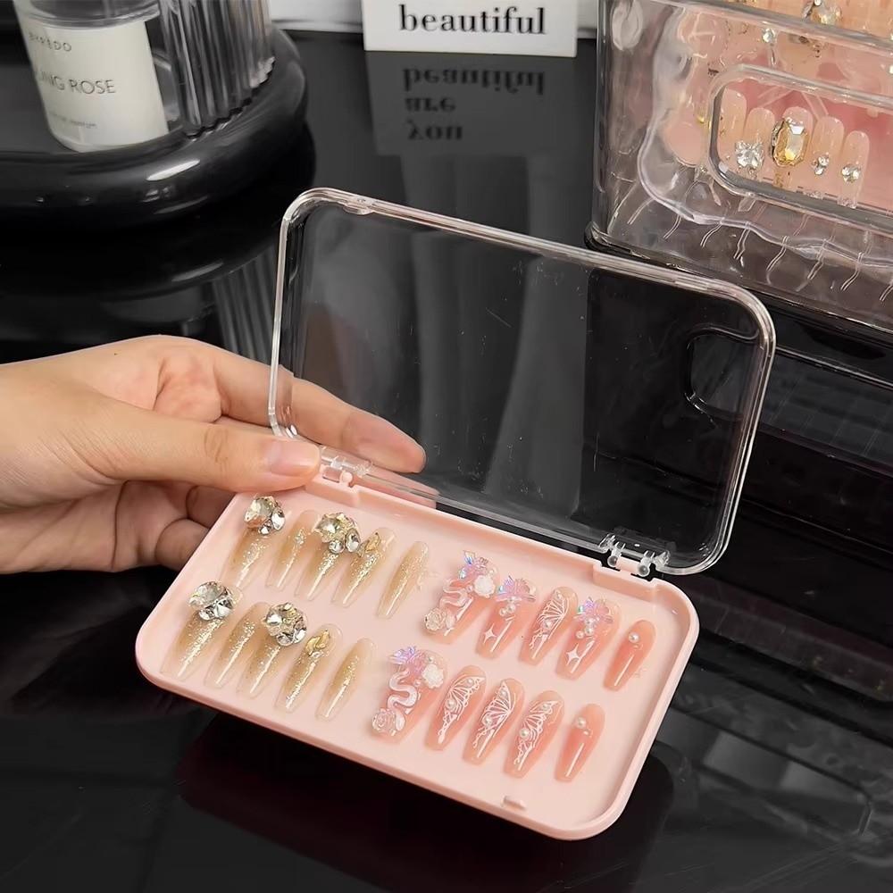 Rectangle Clear Jewelry Box Plastic Packaging Box Nail Storage Case For False Nails Display