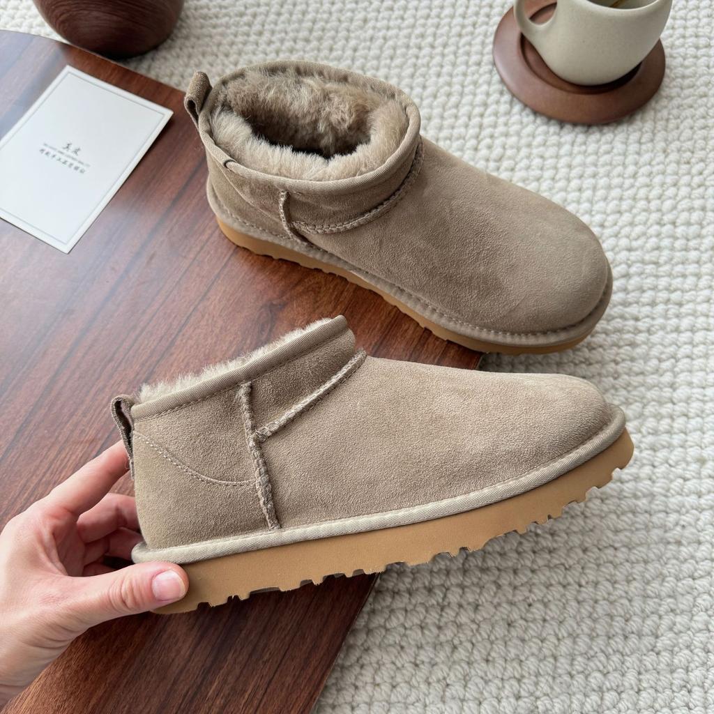 Henan Sangpo Snow Boots Women's Fur Integrated Short Tube Snow Cotton Flat-soled Wool Velvet Warm Cotton Shoes 2025 Winter
