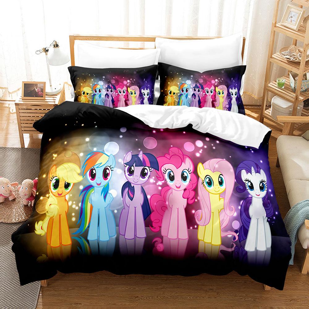 Exquisite 3D My Little P-Pony Wallpaper Digital Printing Bedding Set Duvet Cover Comforter Bed Youth Kids Girl Boys Gift