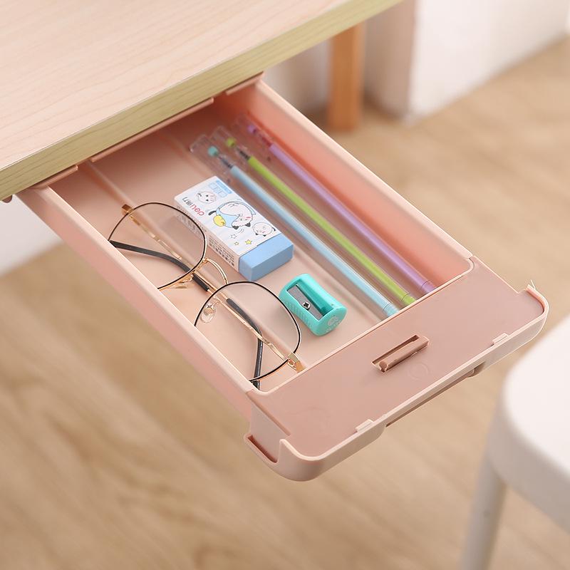 

Under-Desk Hidden Storage Drawer for Office Supplies розовый/дым