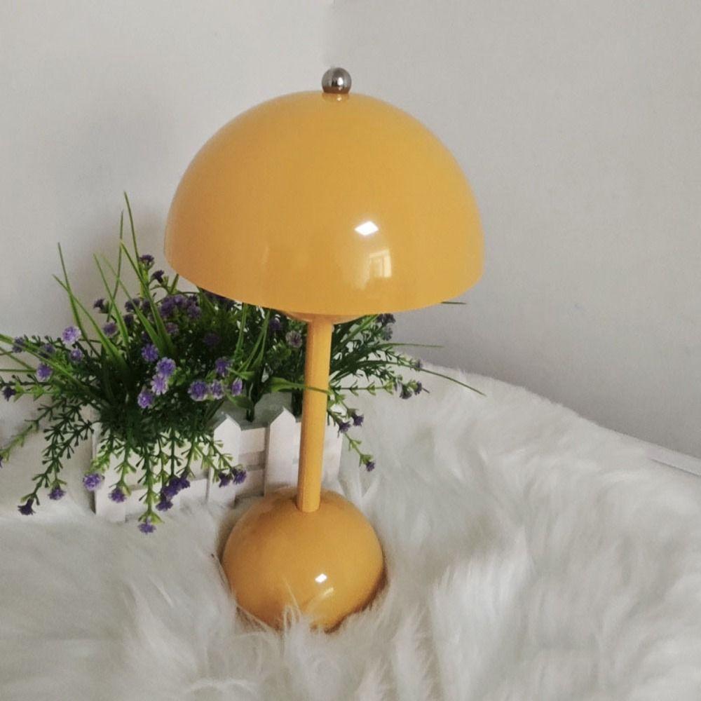 Touch Control LED Table Lamp Tricolored Light USB Cable Charging Mushroom Design Lamp Simple Modern Decorative Lamp