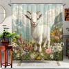 Bergziege Duschvorhang mit buntem Blumenmuster, Badezimmer Dekoration, Polyester Stoff, Inklusive 12 Haken, 70,8 x 70,8 Zoll