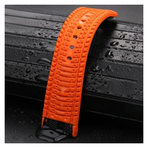 Siu Nylon Carbon Fiber Checkered Silicone Bottom Watch Band Strap Compatible with Seiko, Prospex, Omega, Casio, and Sports Rubber Bracelets, 20mm, 21m