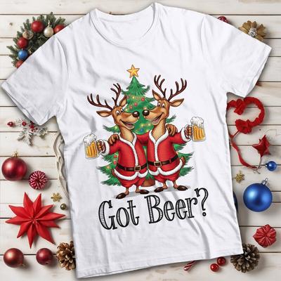 Rentier Weihnachts-T-Shirts Lustiger Bierkrug Herren- und Damen-Tee #MC