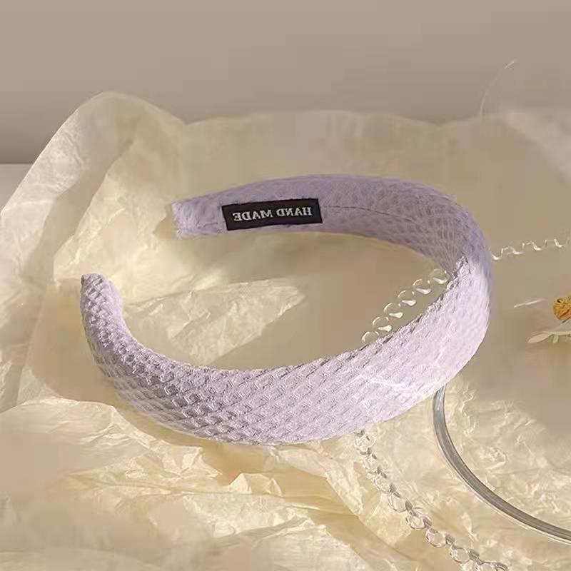 Candy Color Waffle Headband: High Crown, Advanced Face Wash Sponge, Wide Edge Hair Hoop for Early Spring.