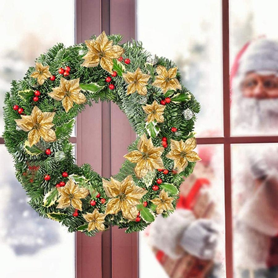 5/10 PCS Artificial Flower Gold Wedding Needlework Home Room Wreaths Decoration Christmas Tree Garland Outdoor Yard Atmosphere