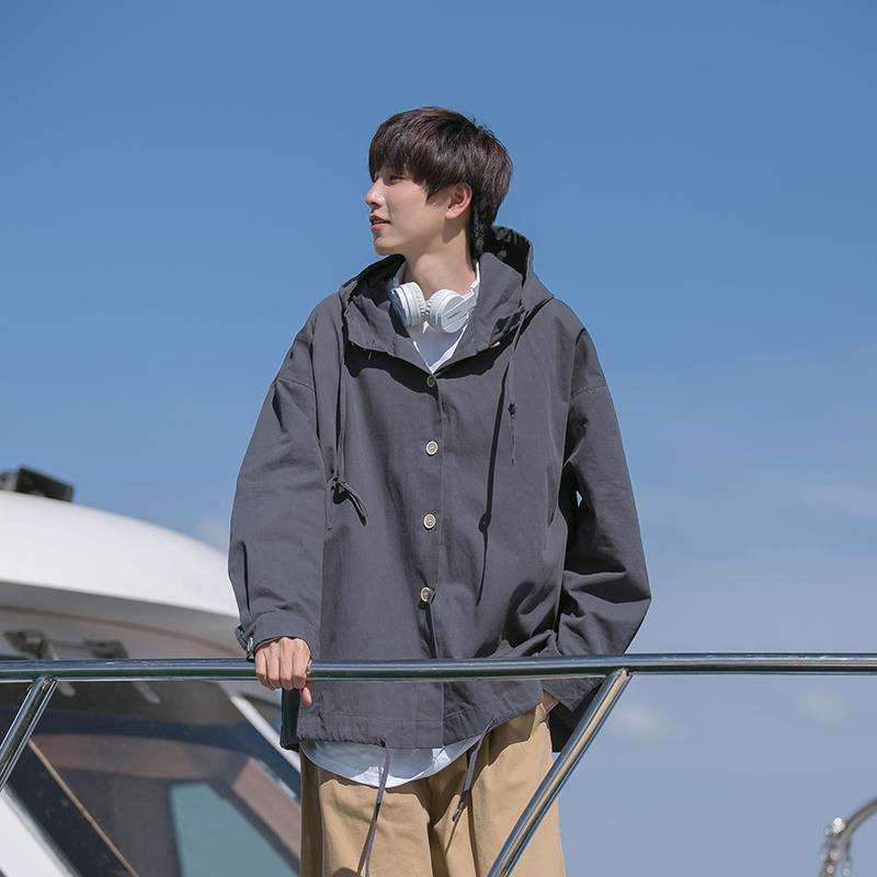 Fashion Hooded Jacket, Men's Long Sleeved Single Breasted Hiphop Coat