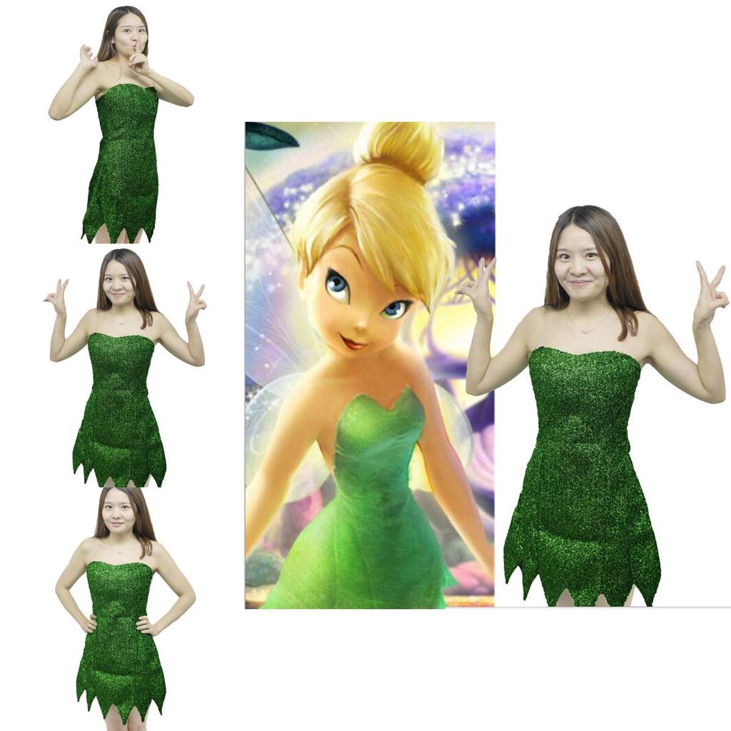 Fee Tinkerbell Cosplay Kleid Grün Pixie Kostüm Für Erwachsene Mit Niedlichem Design Und Baumwollmischgewebe