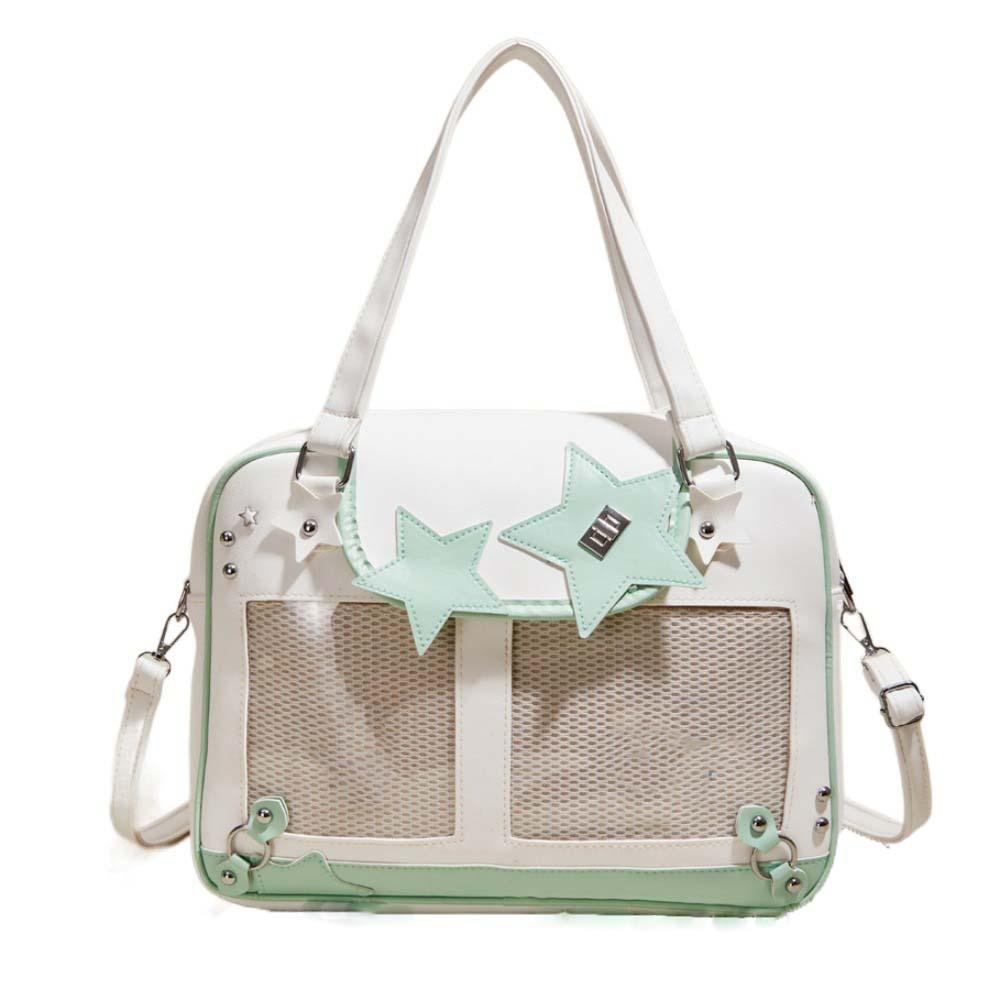 

PU Leather Goth Transparent Pocket PVC Y2K Anime Display Bag Storage Bag Shoulder Ita Bag School